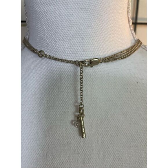 Vintage Kenneth Cole Gold Plated Necklace Double  Strand Geometric Style - Picture 2 of 11